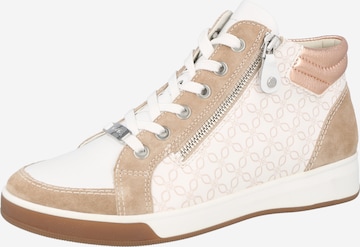 ARA Lace-Up Ankle Boots in Beige: front