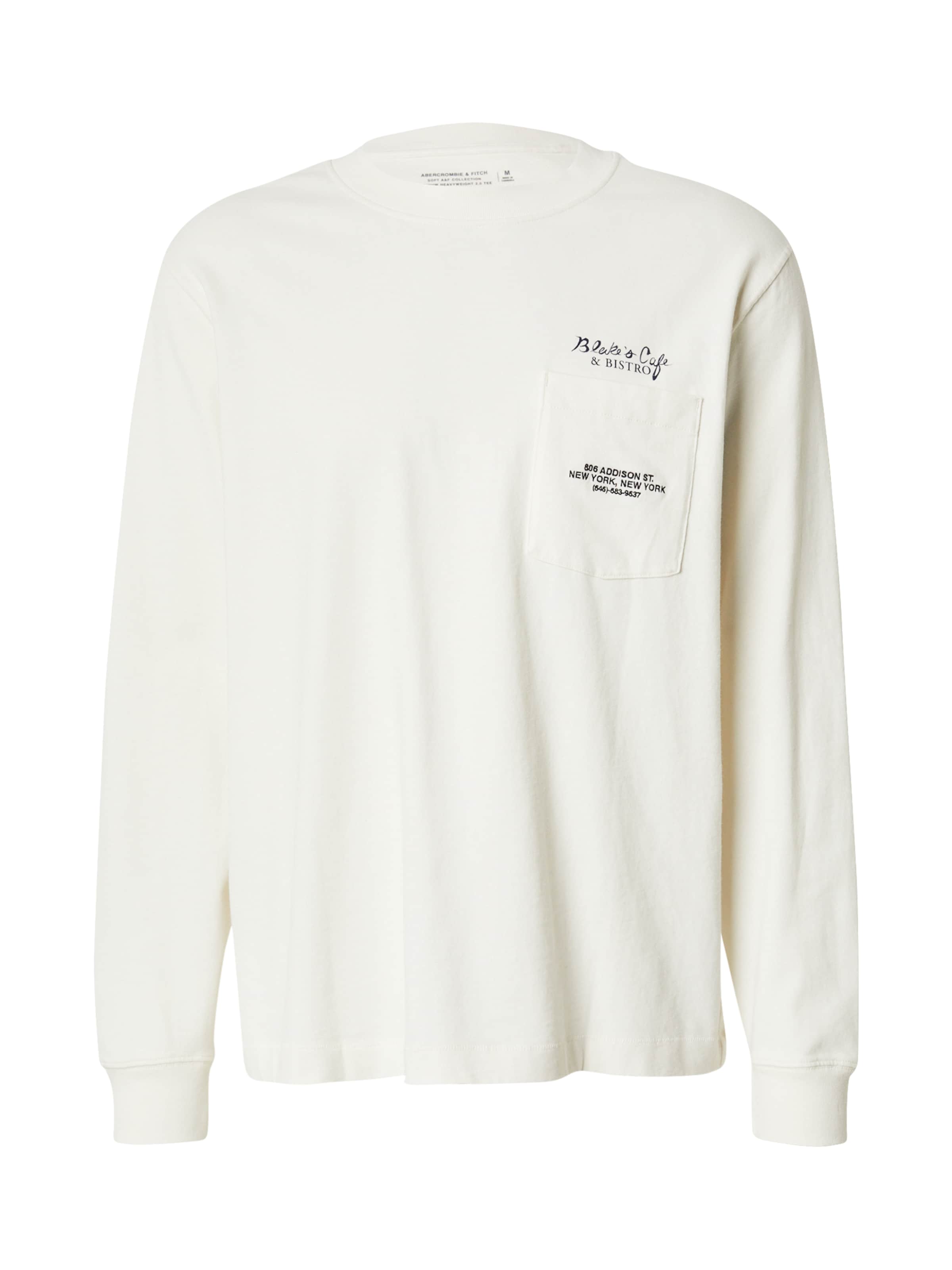 Tricou 'CAFE' de la Abercrombie & Fitch pe alb: față