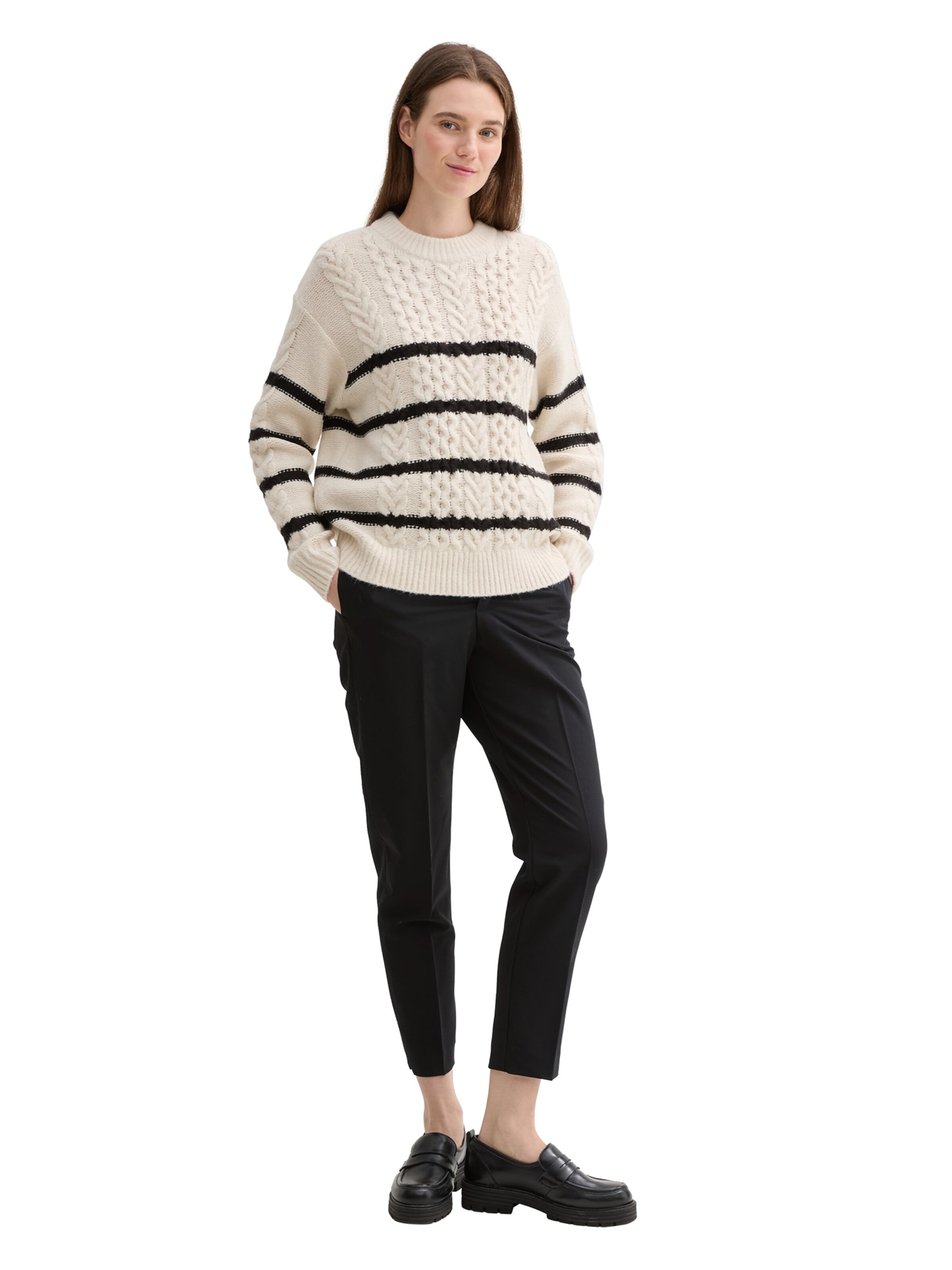 TOM TAILOR DENIM - Slimfit Calças com vincos em preto