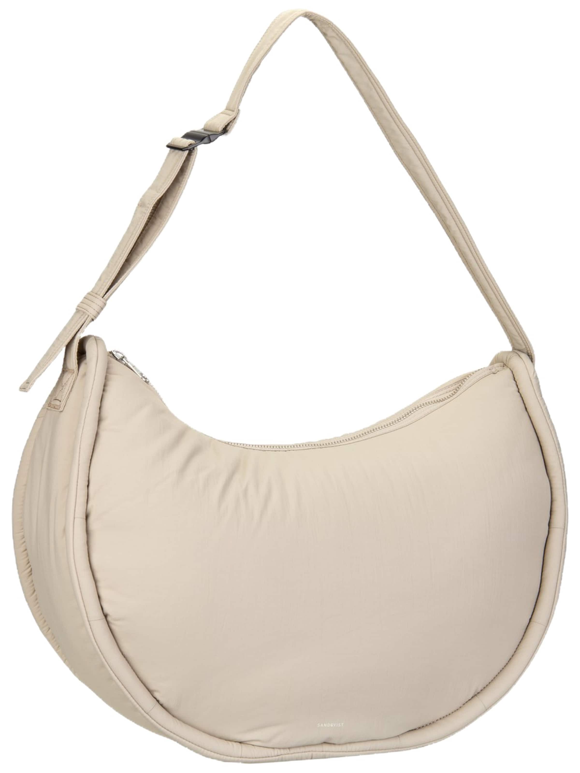 SANDQVIST Shoulder Bag ' Curve Half Moon ' in Beige: front
