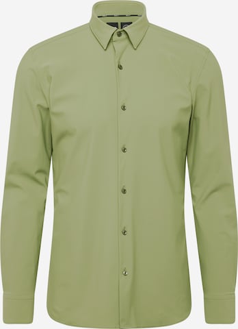 Coupe slim Chemise 'HANK' BOSS Black en vert : devant