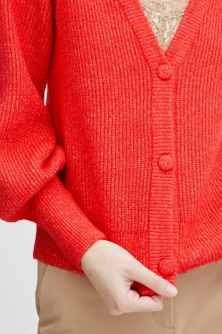 ICHI Knit Cardigan in Red