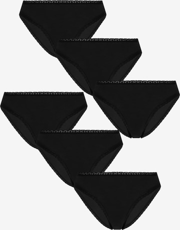 Albero Natur Panty 'Bio-Baumwoll-Slip mit Spitze – 6er Pack' in Black: front