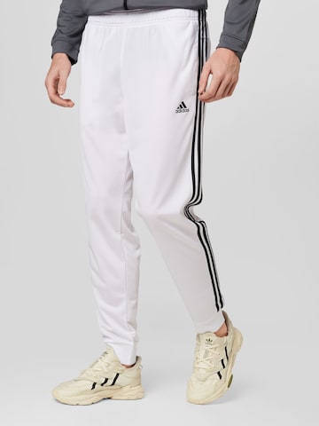 Tapered Pantaloni sportivi 'Essentials Warm-Up' di ADIDAS SPORTSWEAR in bianco: frontale