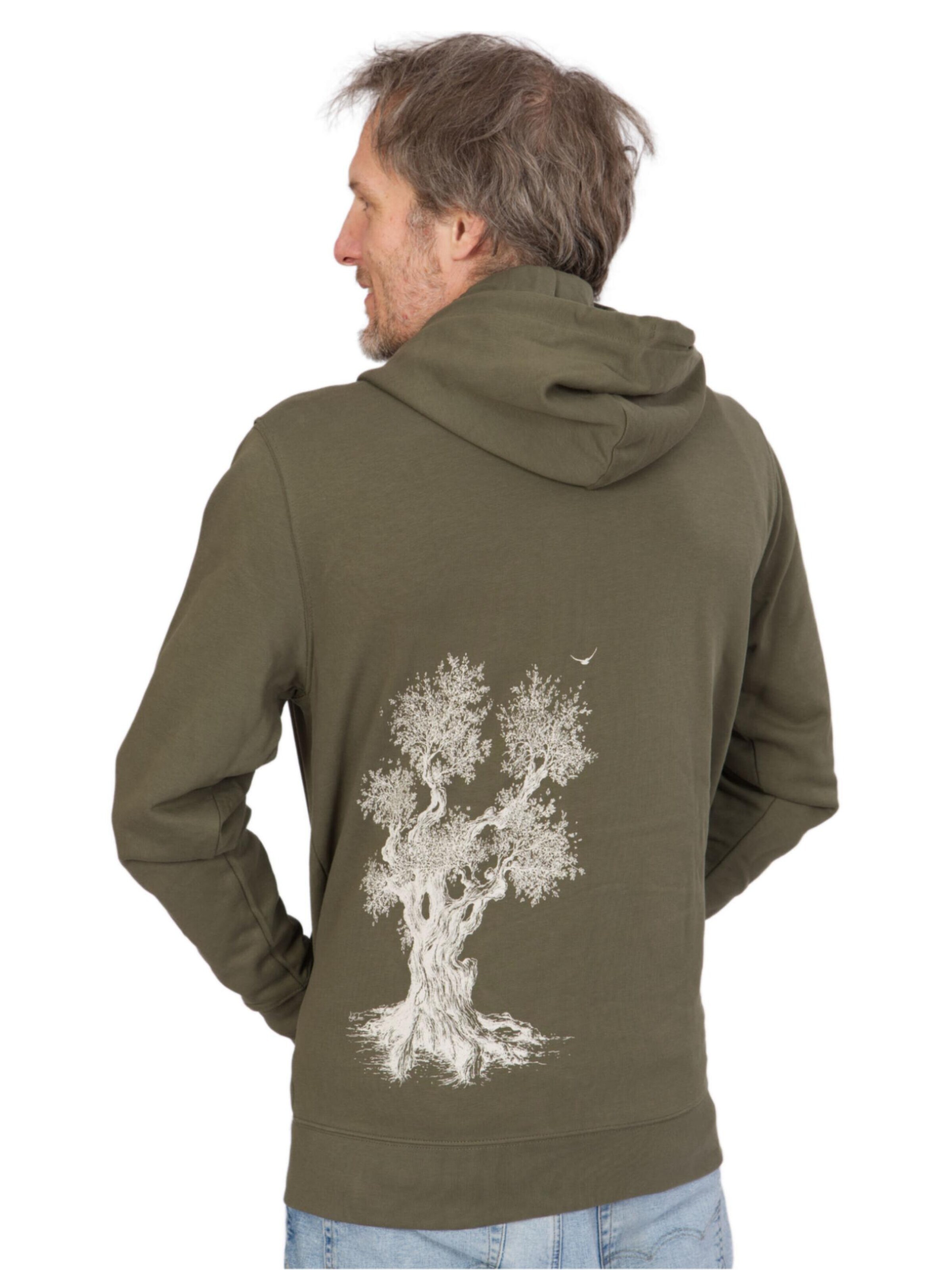 Life-Tree Pullover 'Zipper Organic Olive Tree'‌‌ in Grün