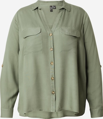 Vero Moda Curve Blouse 'VMBUMPY' in Groen: voorkant