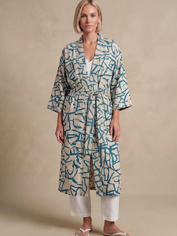 Shop Karey Dressing gown 'Terra Flow Kimono' in Blue: front