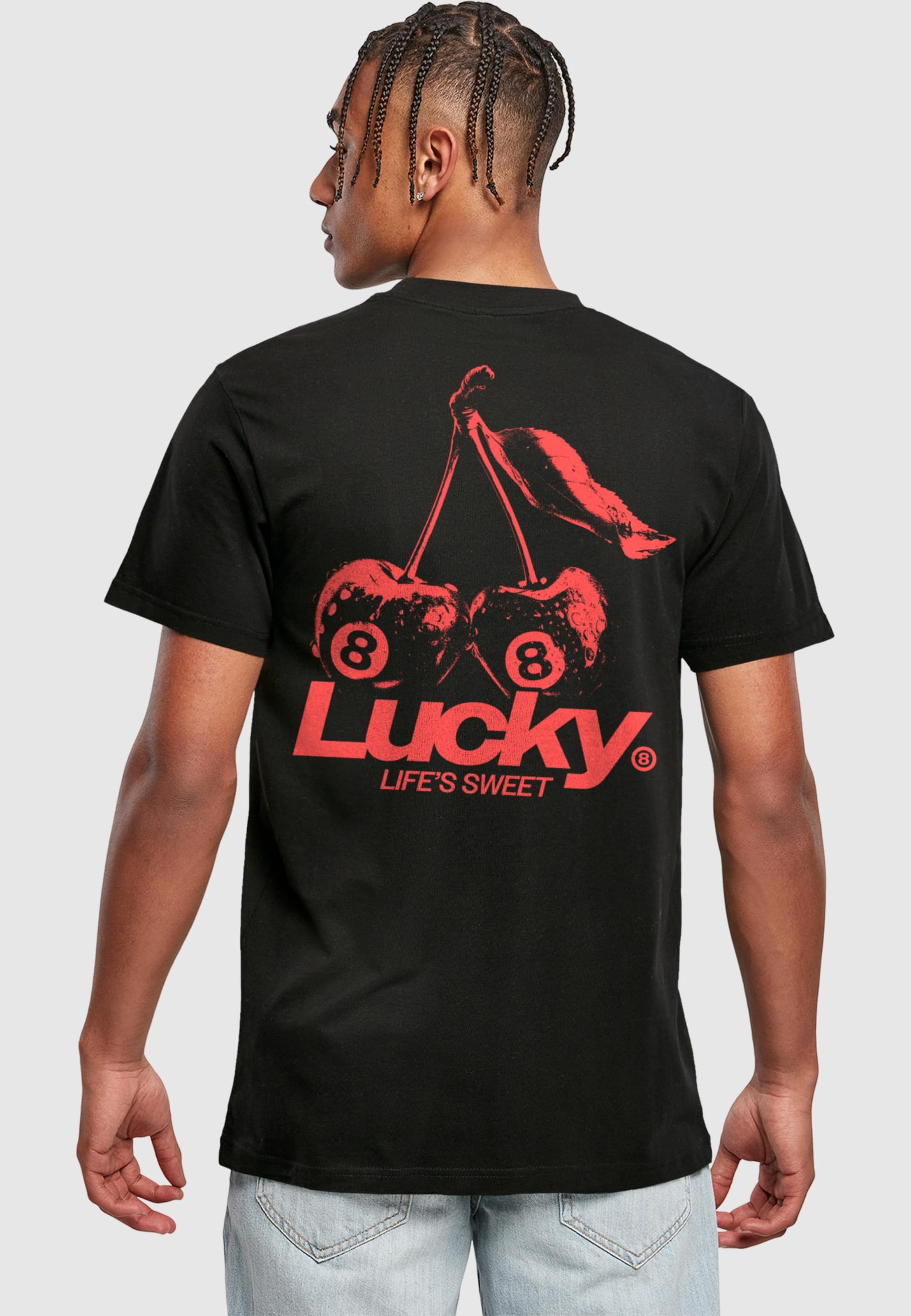 Maglietta 'Life's Sweet Cherries' di Mister Tee in nero: frontale