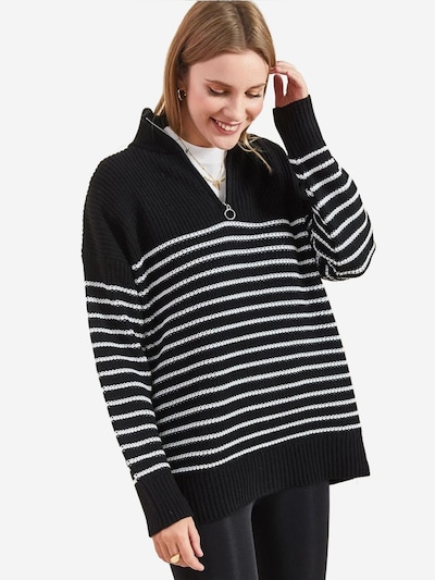 Bianco Lucci Pullover 'Pullover' em S-M em preto / branco, Vista do artigo
