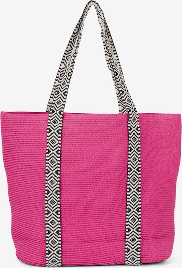 styleBREAKER Strandtasche 'Papierstroh Strandtasche Azteken Muster' in magenta, Produktansicht