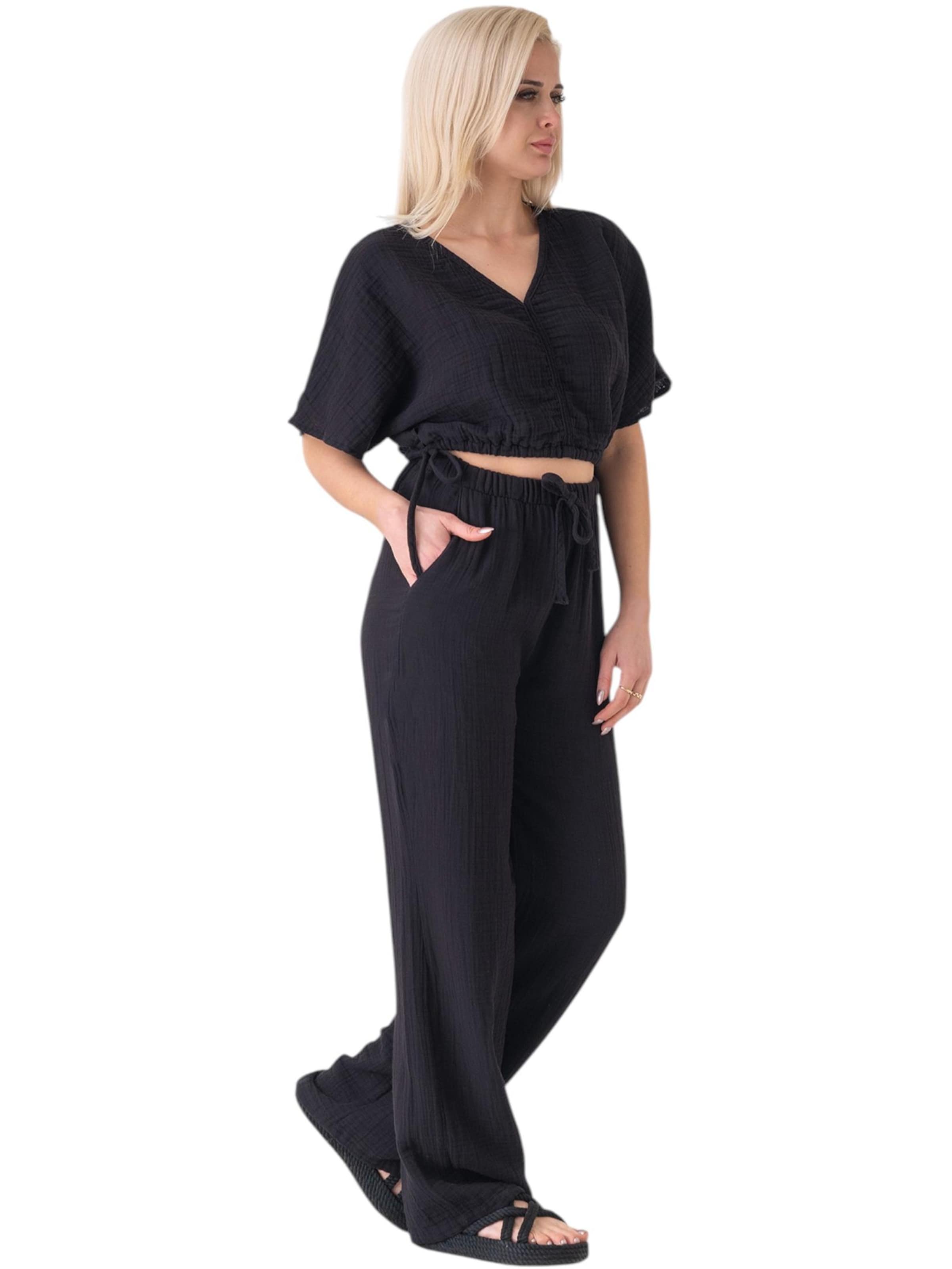 WENOR Wide Leg Bukser 'Eleni' i sort