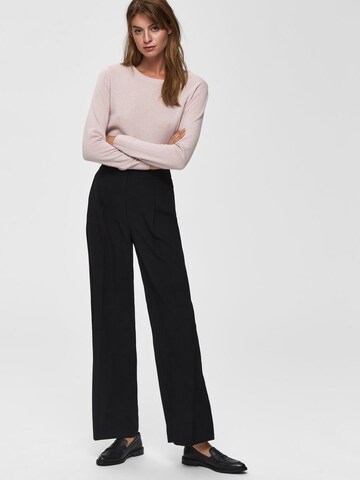SELECTED Wide leg Trousers with creases in Black