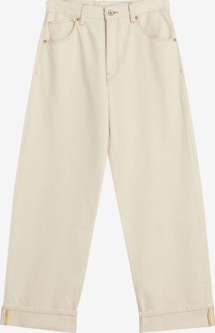 Wide leg Jeans de la Bershka pe bej: față