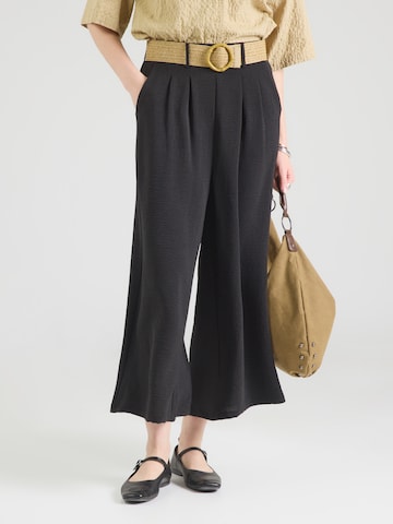 Hailys Široký strih Plisované nohavice 'Li44ora' - Čierna: predná strana