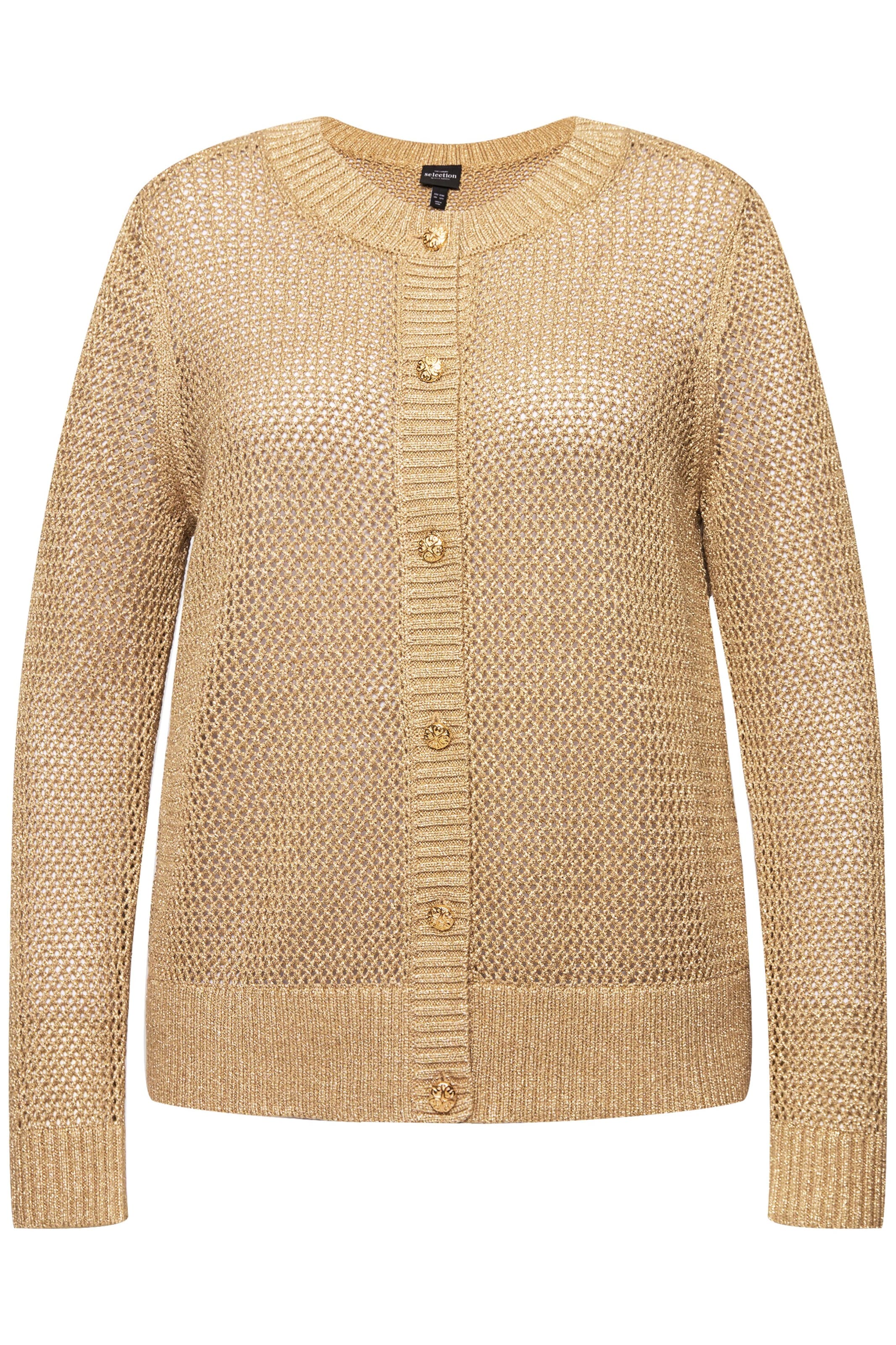 Ulla Popken Strickjacke in Gold: Vorderseite