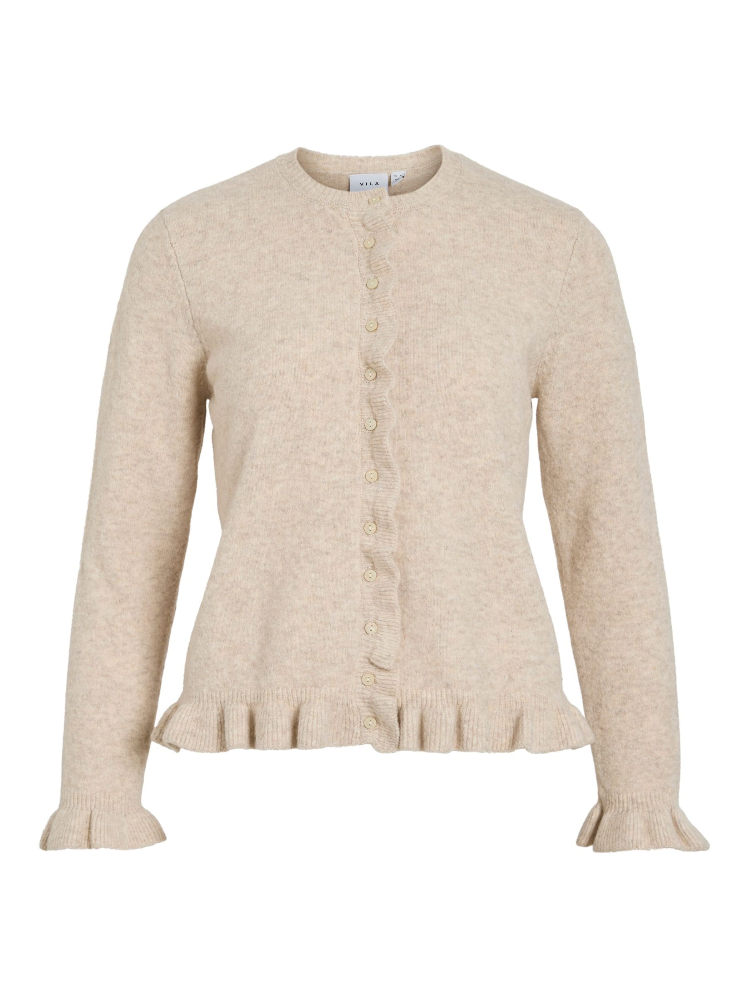 Cardigan 'VIJACIA' VILA en beige : devant