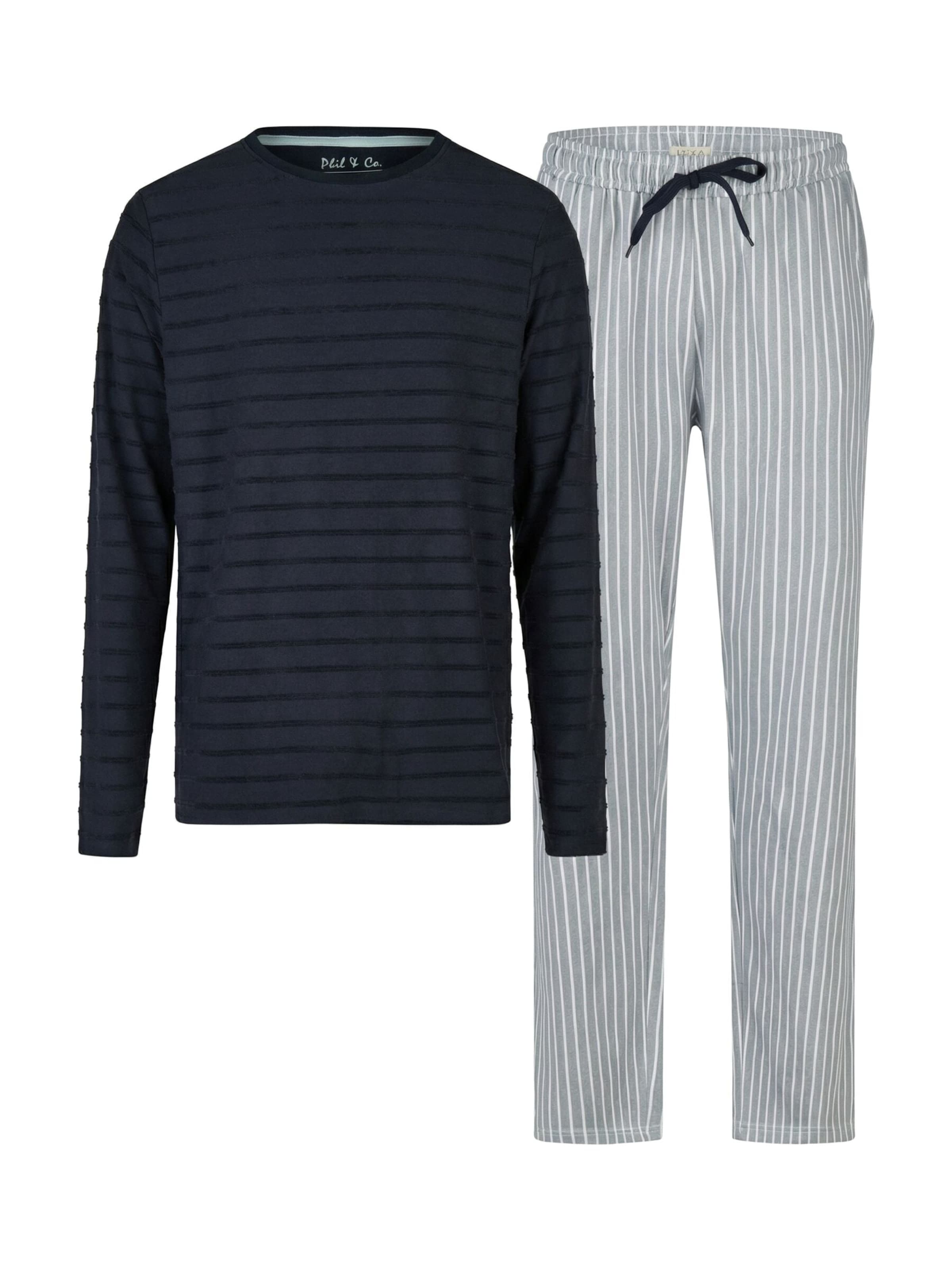 Phil & Co. Berlin Pyjama lang 'Fashionable'‌‌‌ in grau, Produktansicht