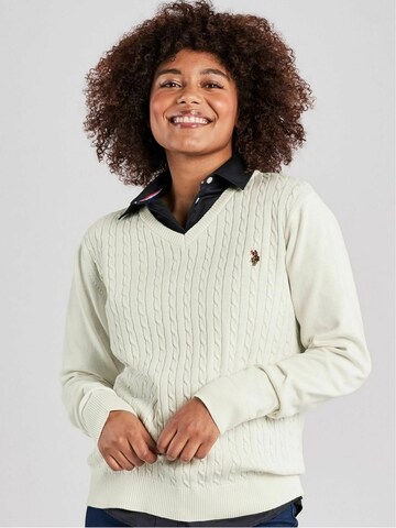 Pulover 'UWBell' de la U.S. POLO ASSN. pe alb: față