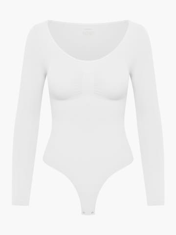 creamy Shapingbody 'Bodysuit Sculpting Shapewear Longsleeve mit String' in Weiß