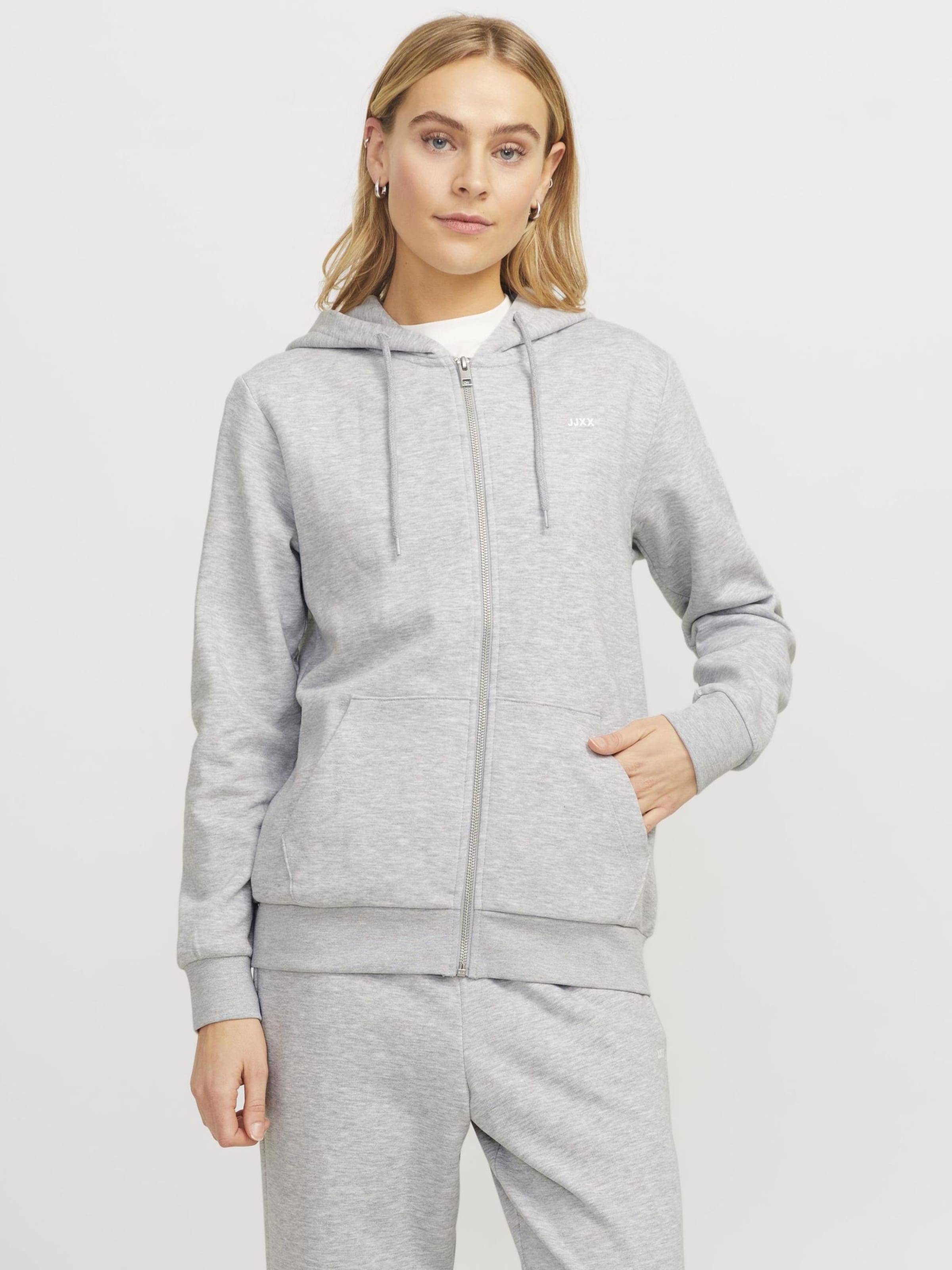 JJXX Zip-Up Hoodie 'JXAbbie' in Light Grey | ABOUT YOU