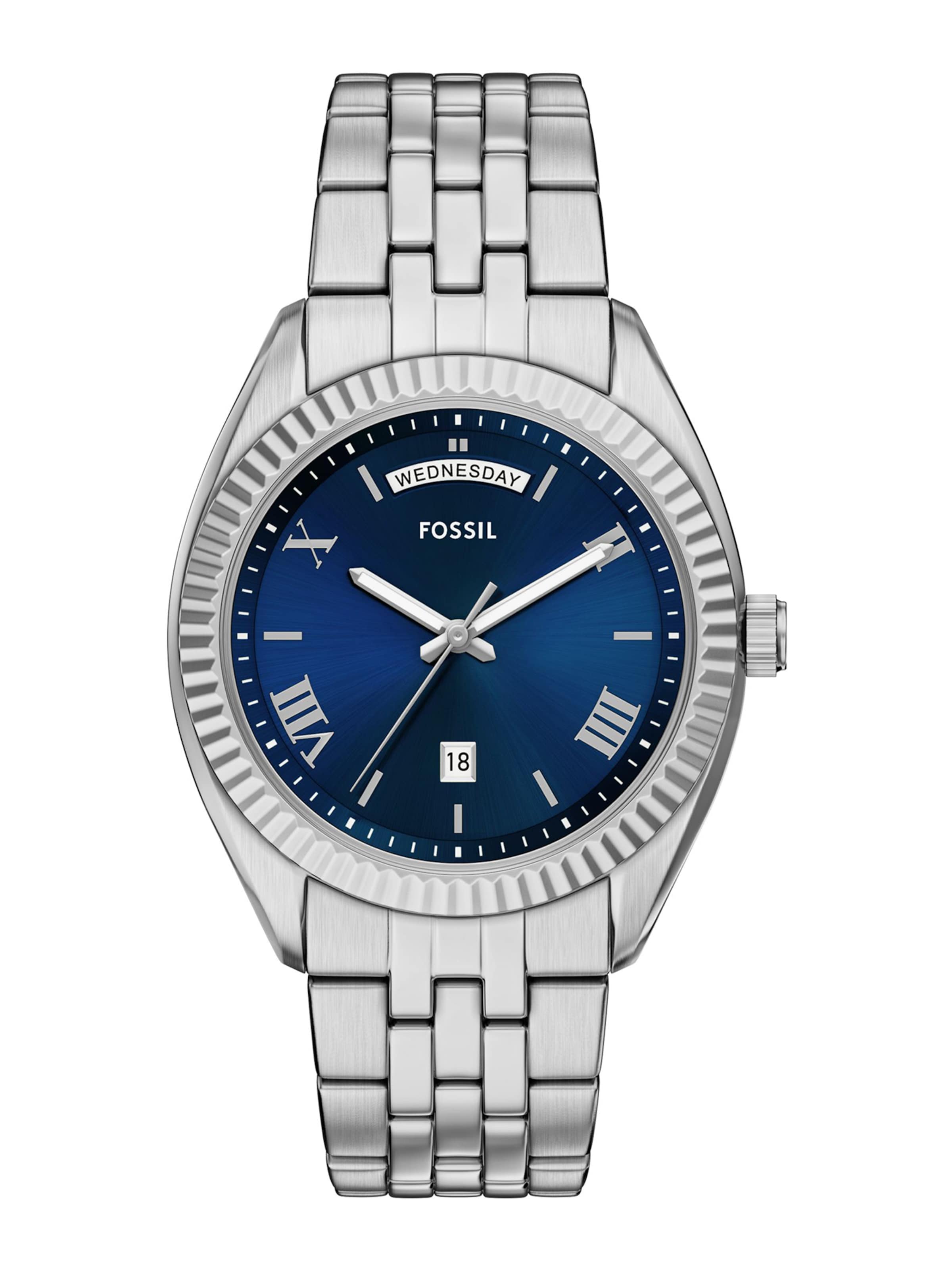 FOSSIL Аналогов часовник 'CAMPBELL' в сребърно: отпред