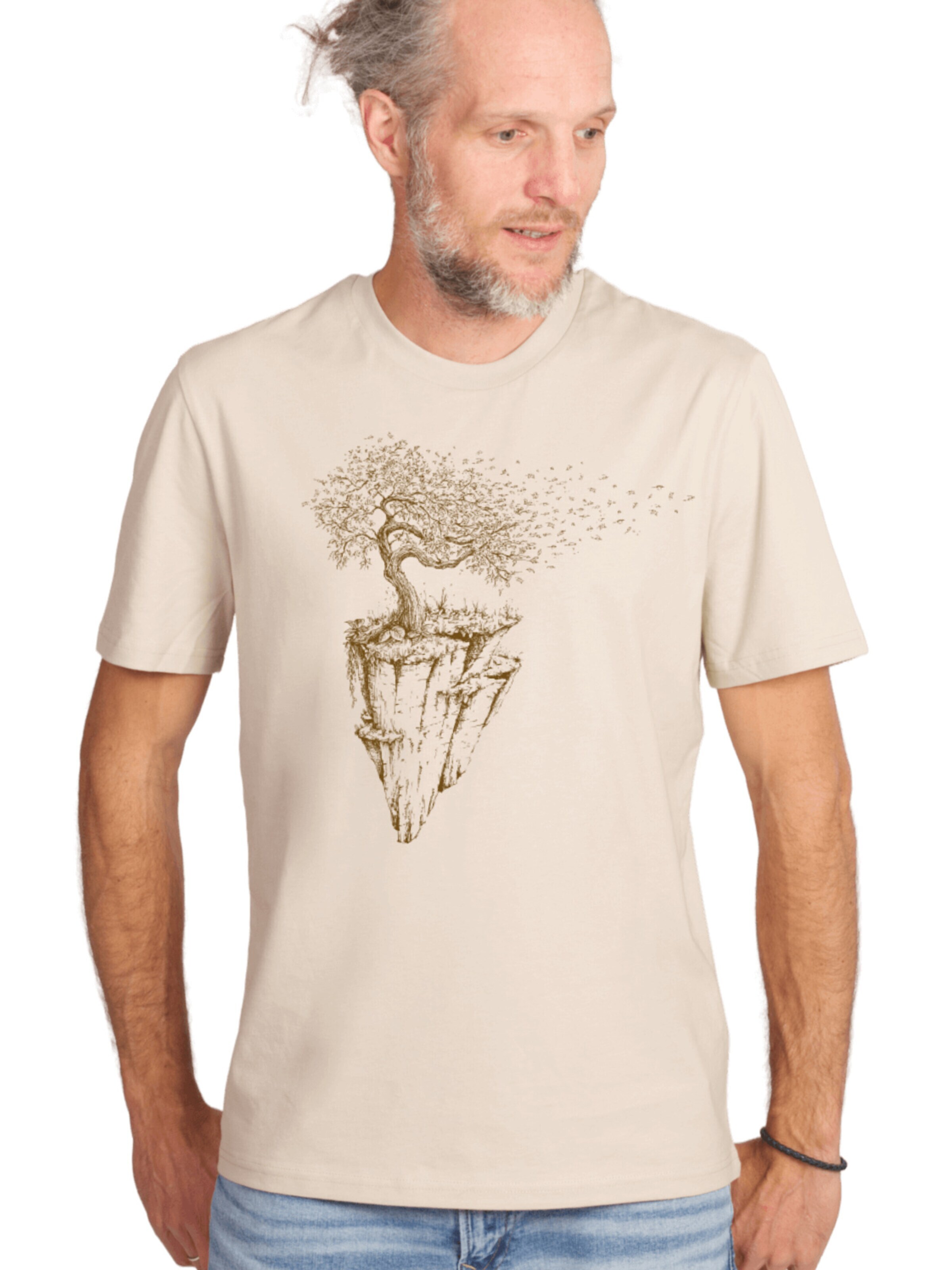 Life-Tree Shirt 'Organic Fairwear Maple Island' in Beige