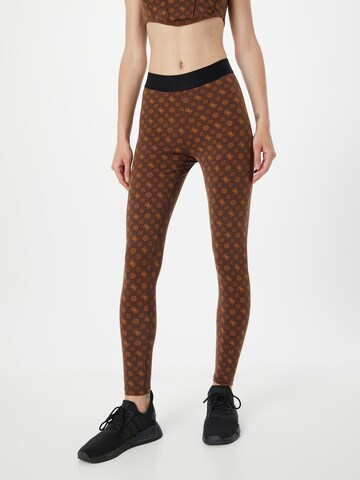 GUESS Skinny Sporthose 'AGGIE' in Braun: Vorderseite