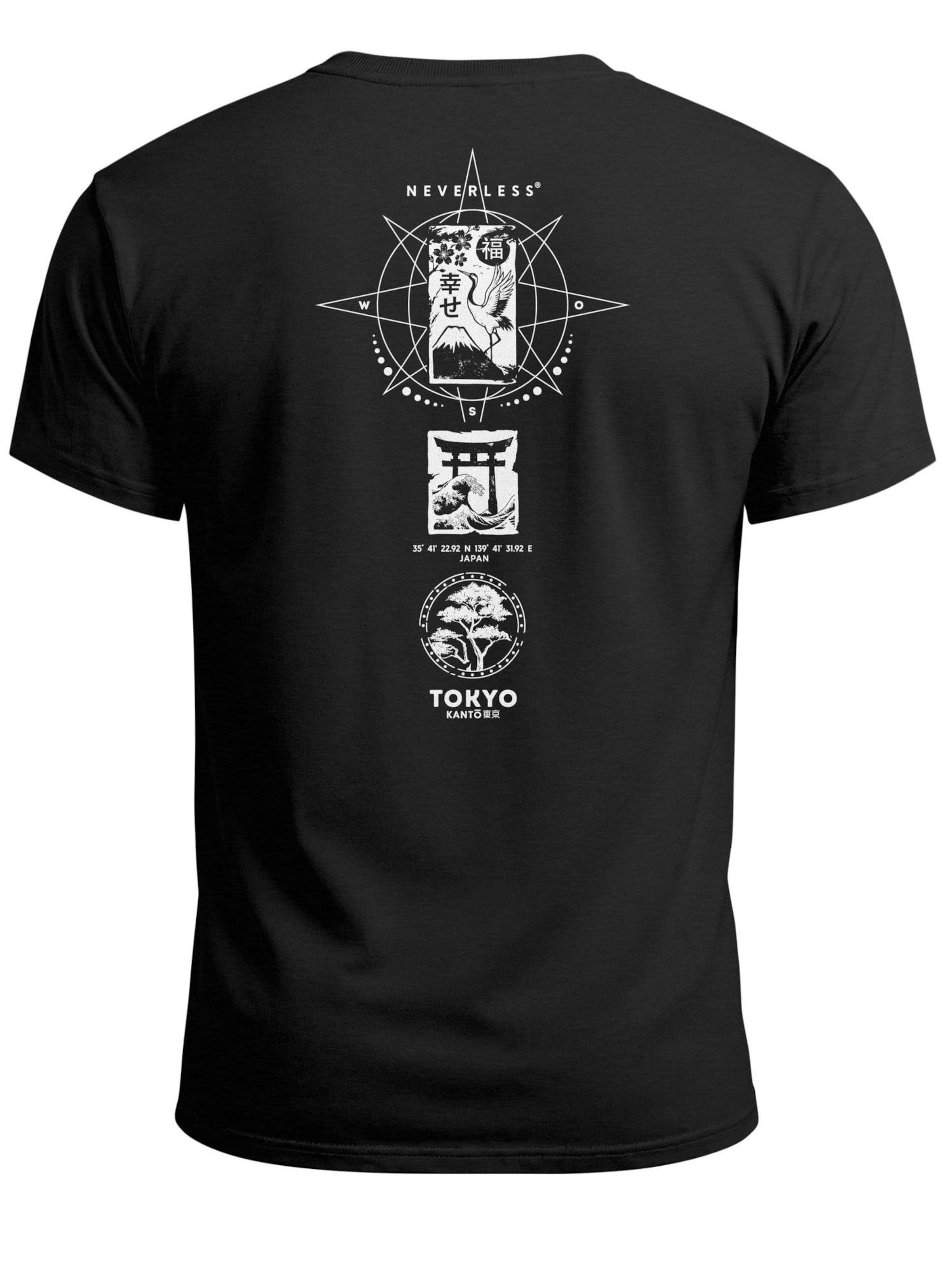 Neverless Shirt 'Japan Kompass' in Black