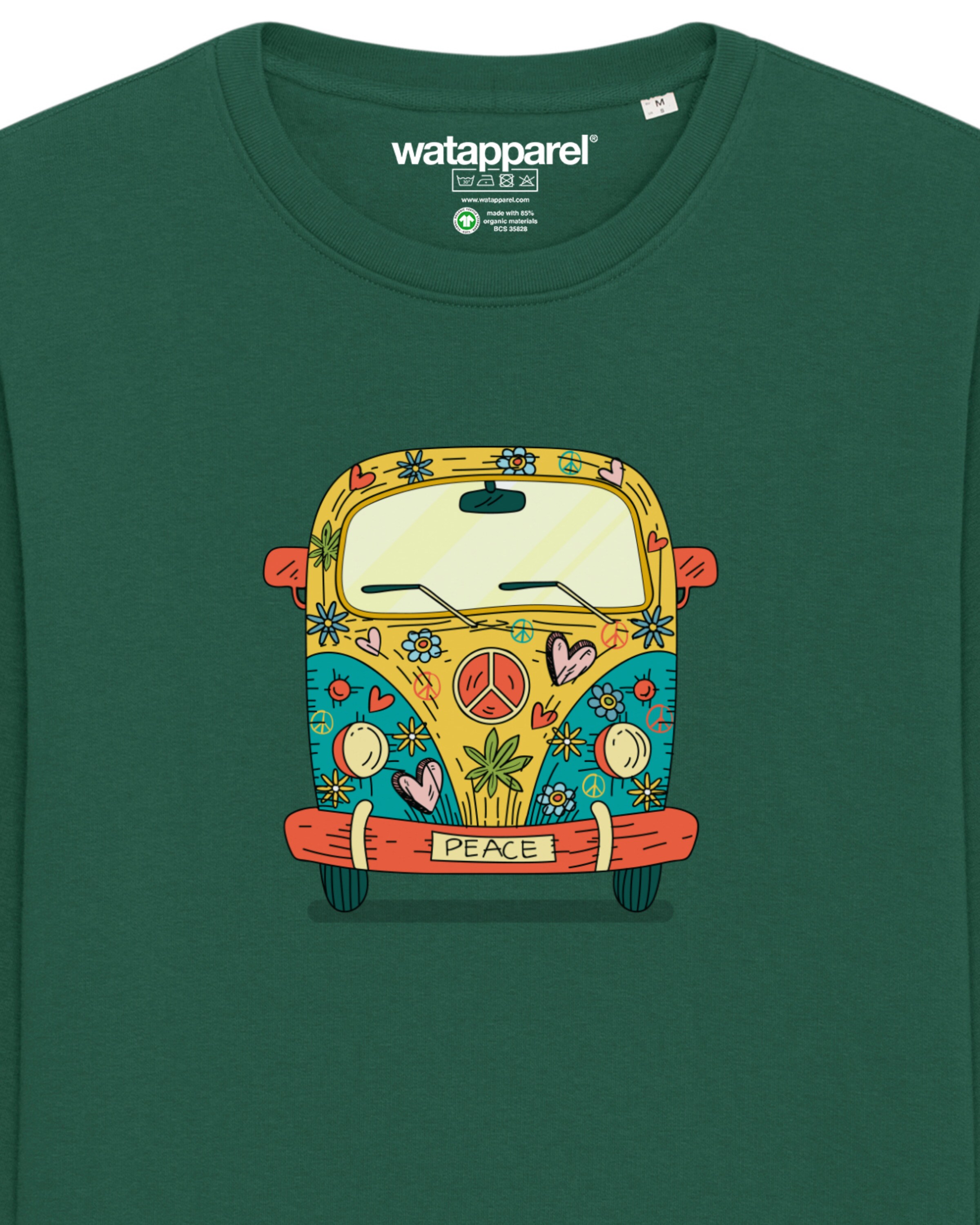 Sweat-shirt ' Hippies Bus ' Watapparel en vert