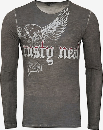 Rusty Neal Langarmshirt mit coolem Front-Print in Grau: predná strana