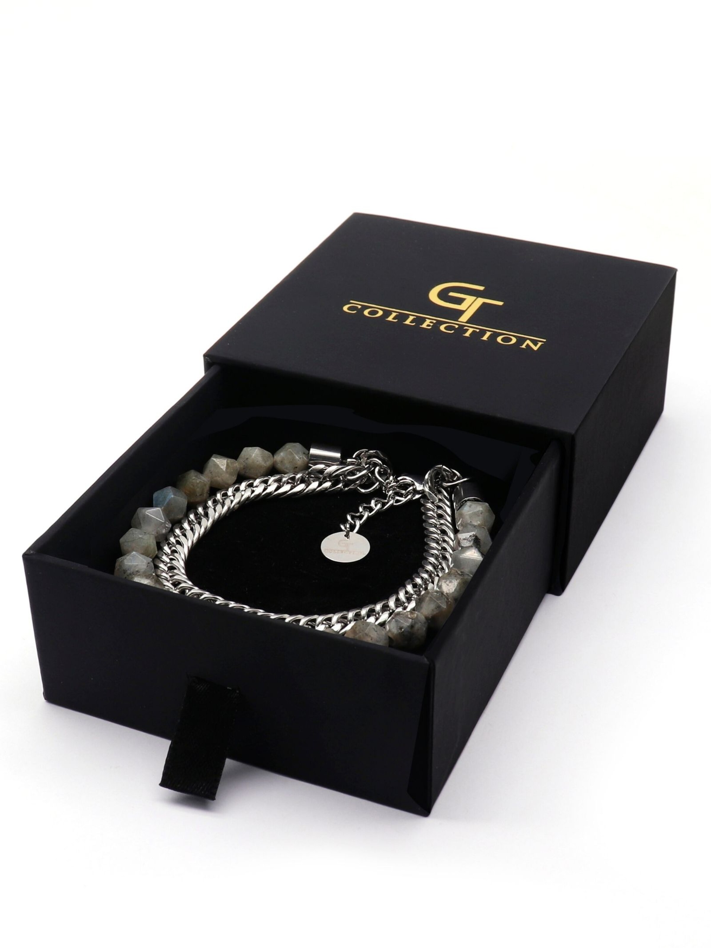 GT Collection Armband 'Faceted-Bead' in Grau