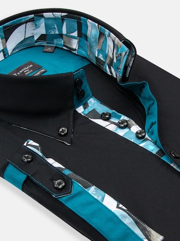 Slim fit Camicia business 'Roma Iconic Poplin Stretch Man Shirt Short Sleeve Light Blue' di 7Camicie in nero