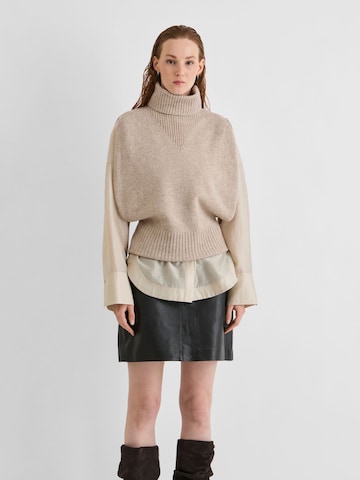 ROUGE EDIT - Chaleco de punto en beige: frente