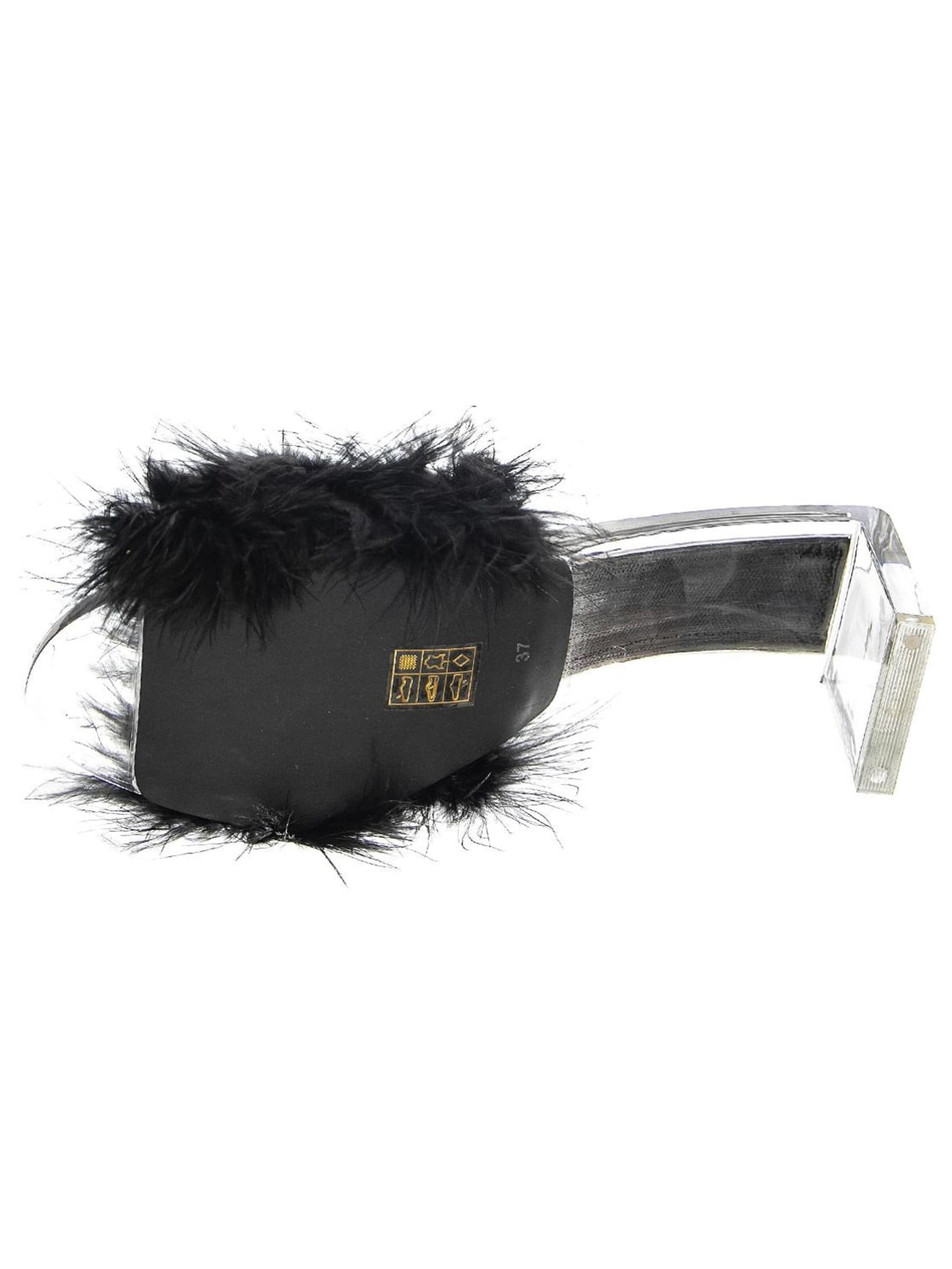 Jeffrey Campbell Sandały 'Womens Luxuries Black Faux Suede+Fur Sandals' w kolorze czarny