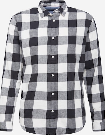 JACK & JONES Slim fit Button Up Shirt 'Gingham' in Black: front