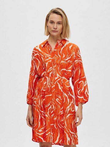 Robe-chemise 'Sirine' SELECTED en orange : devant