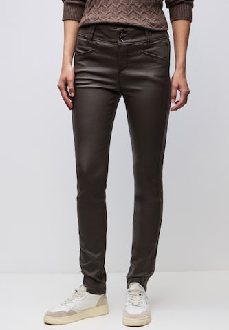STREET ONE Slim fit Pants in Brown: front