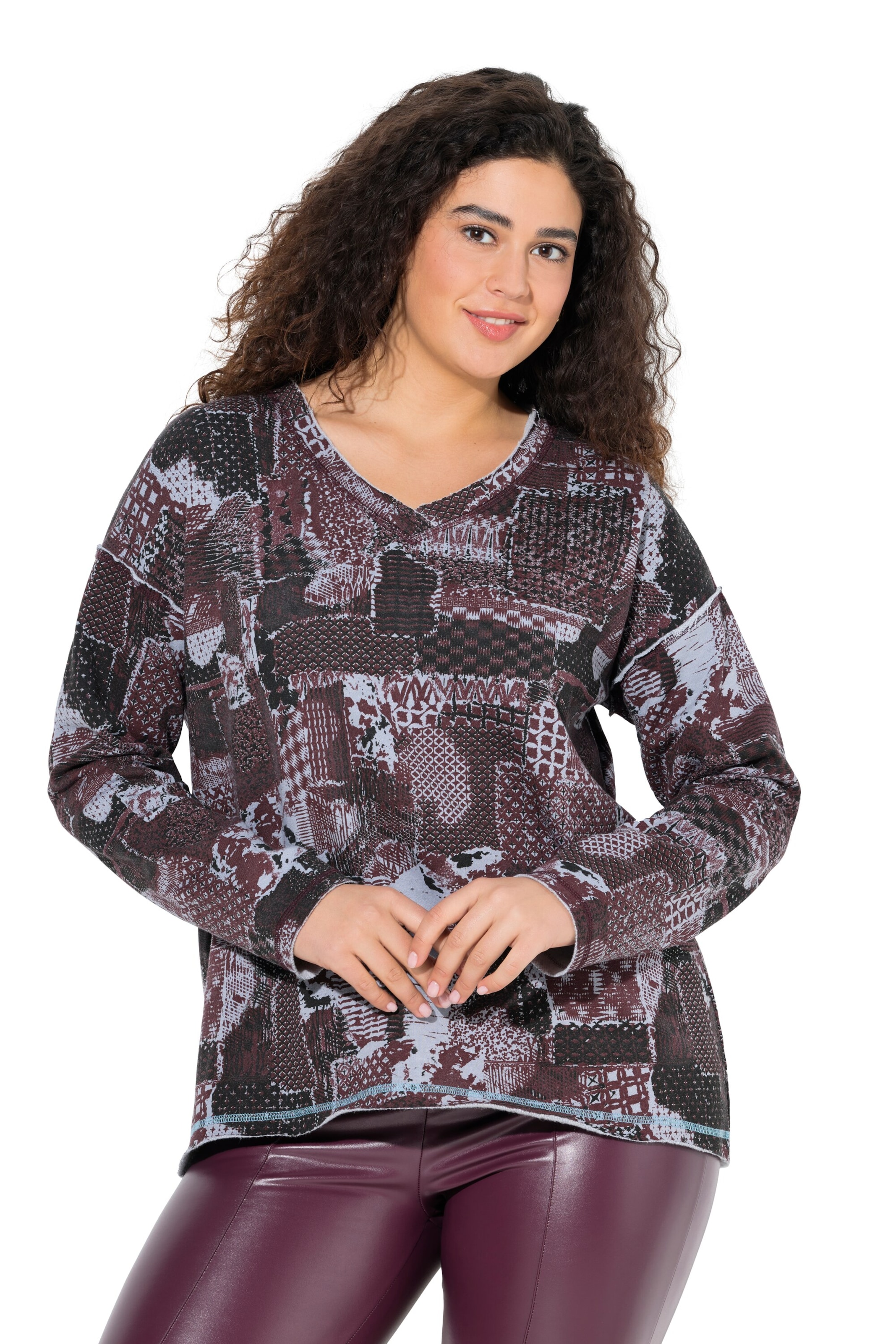 Ulla Popken Sweatshirt in Purple: front