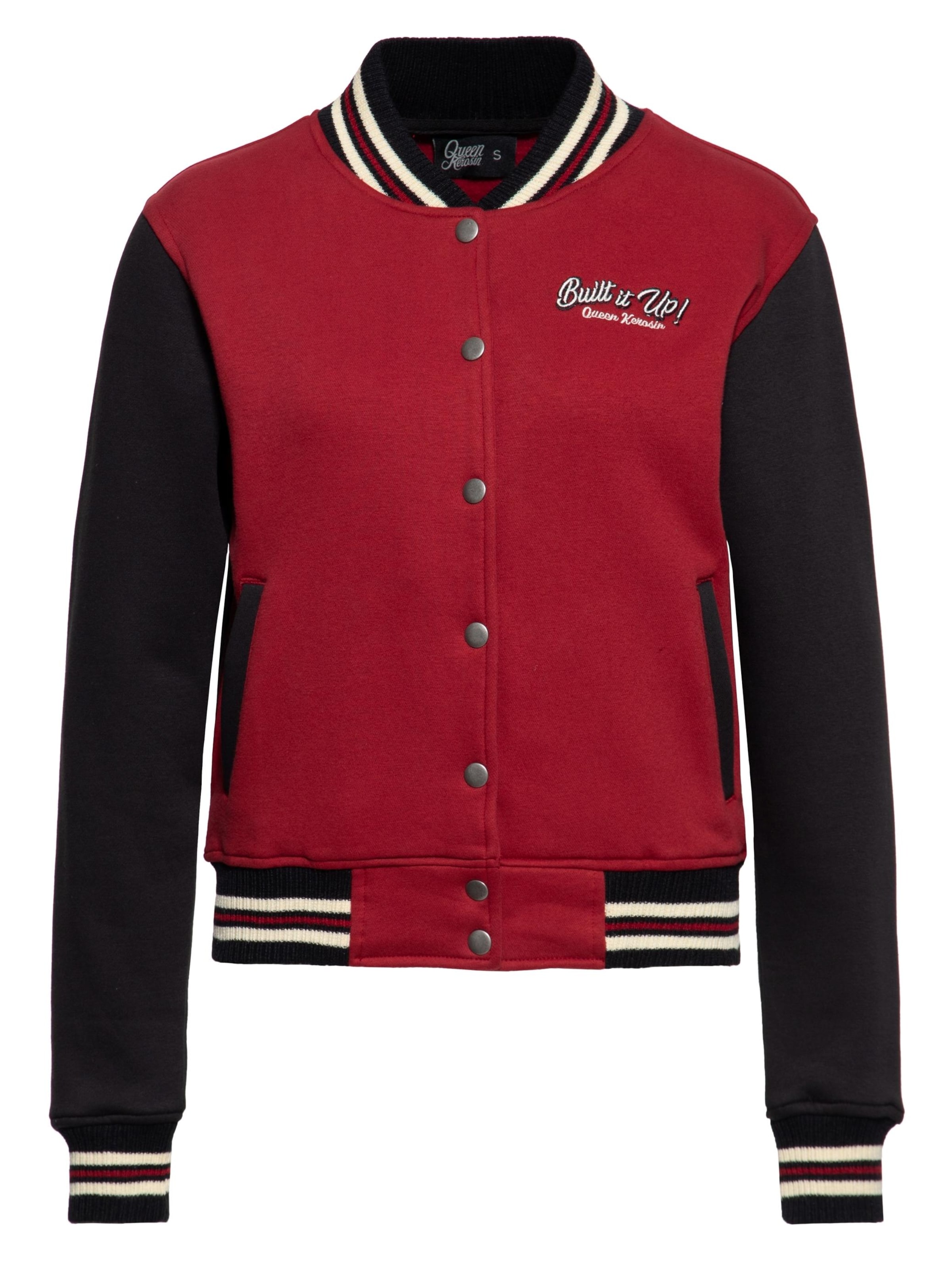 Queen Kerosin Zip-Up Hoodie 'Built it up!' in Red: front