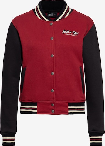 Queen Kerosin Sweatjacke 'Built it up!' in Rot: Vorderseite