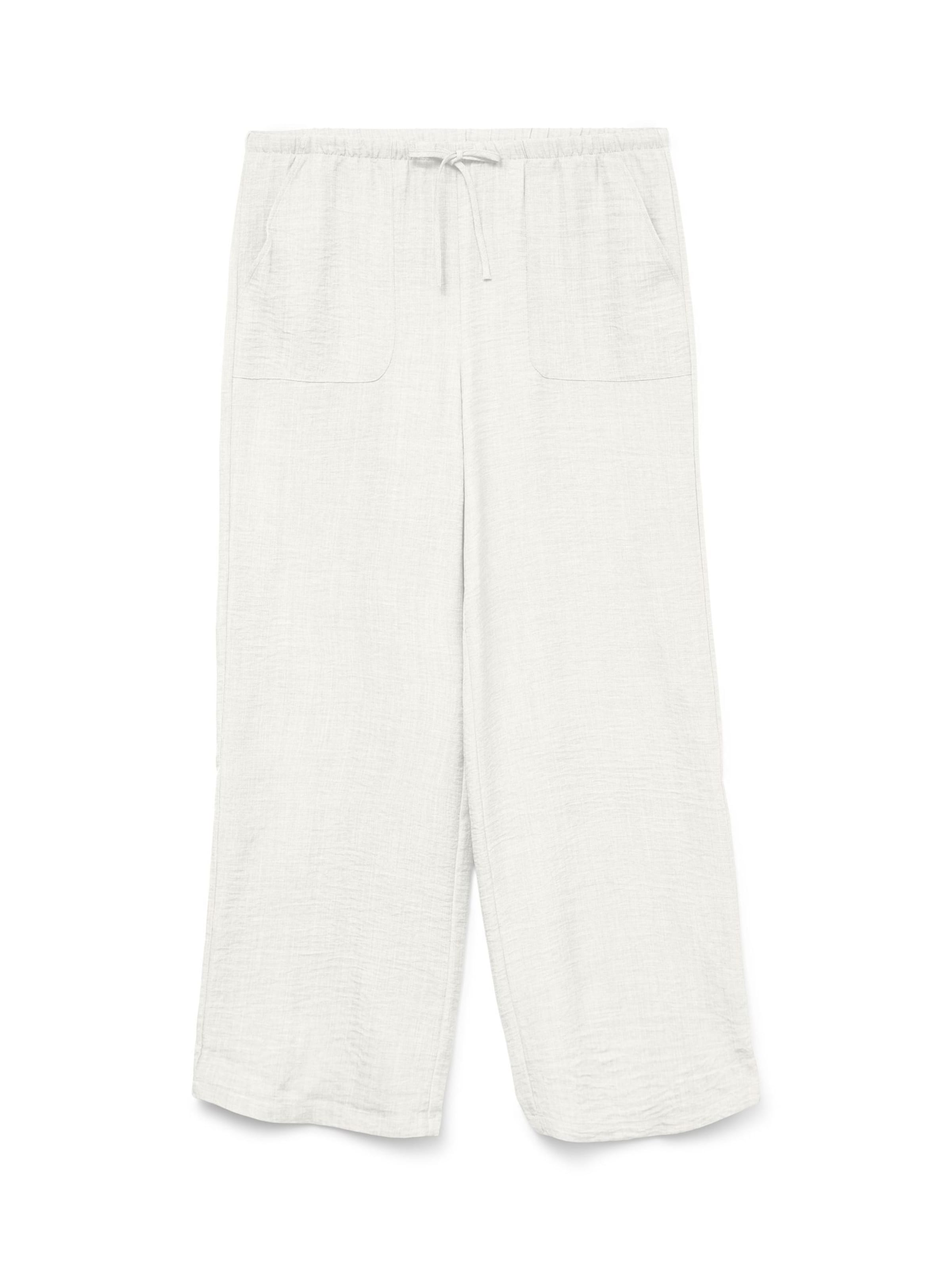 balta VERO MODA Plačios klešnės Kelnės 'Melaney': priekis