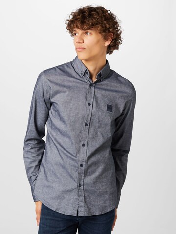 BOSS Orange Slim fit Button Up Shirt 'Mabsoot' in Blue: front