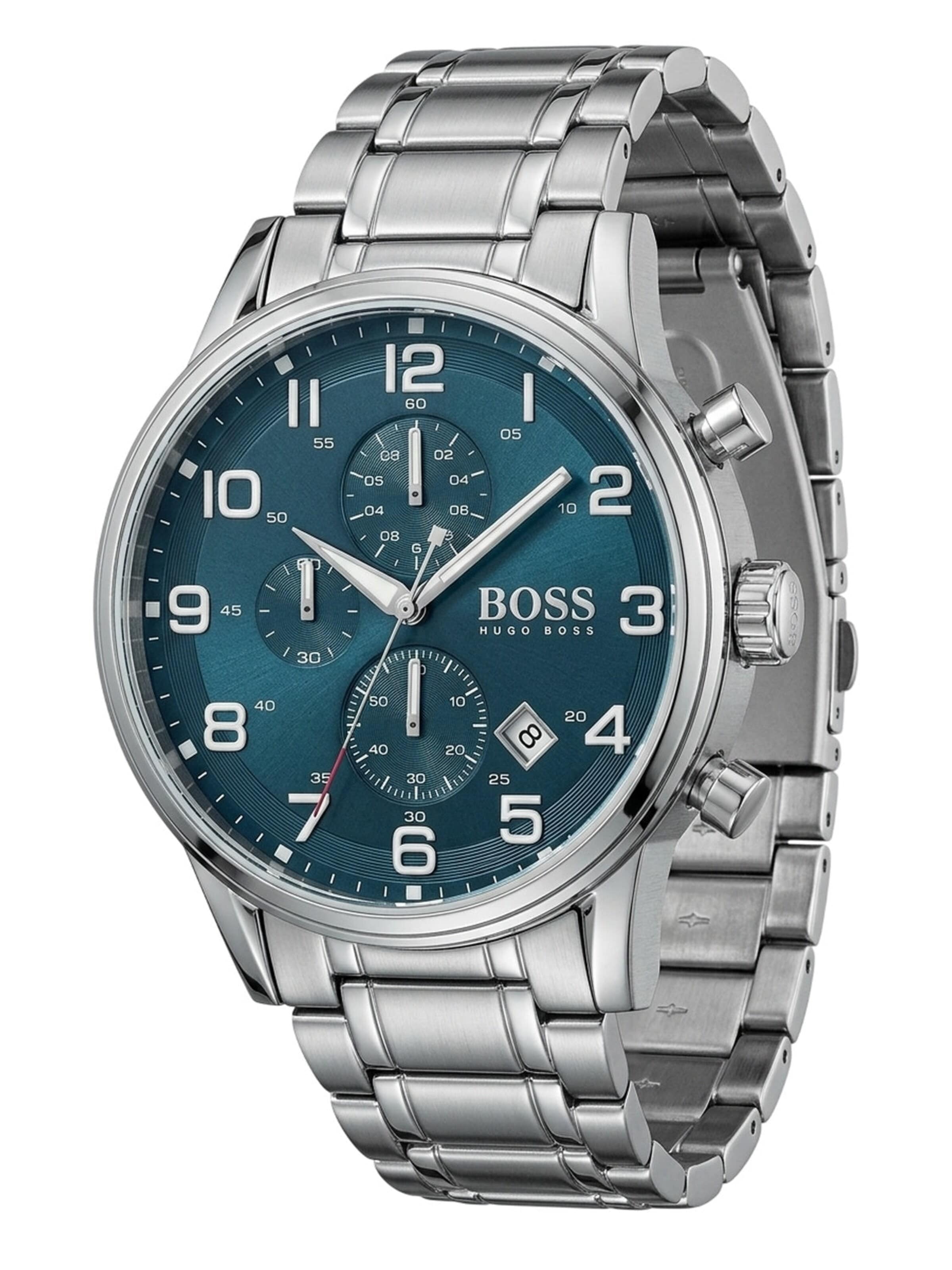BOSS Analog Watch 'Aeroliner Chronograph 1513183' in Blue: front