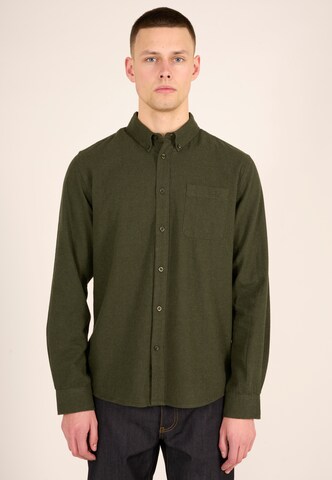 KnowledgeCotton Apparel Regular fit Button Up Shirt in Green: front