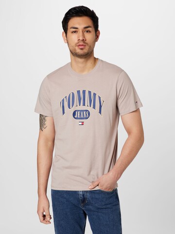 Tommy Jeans T-Shirt 'Regular Entry' in Grau: predná strana