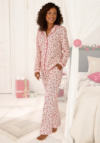 LASCANA Pajama 'Xmas' in Pink: front