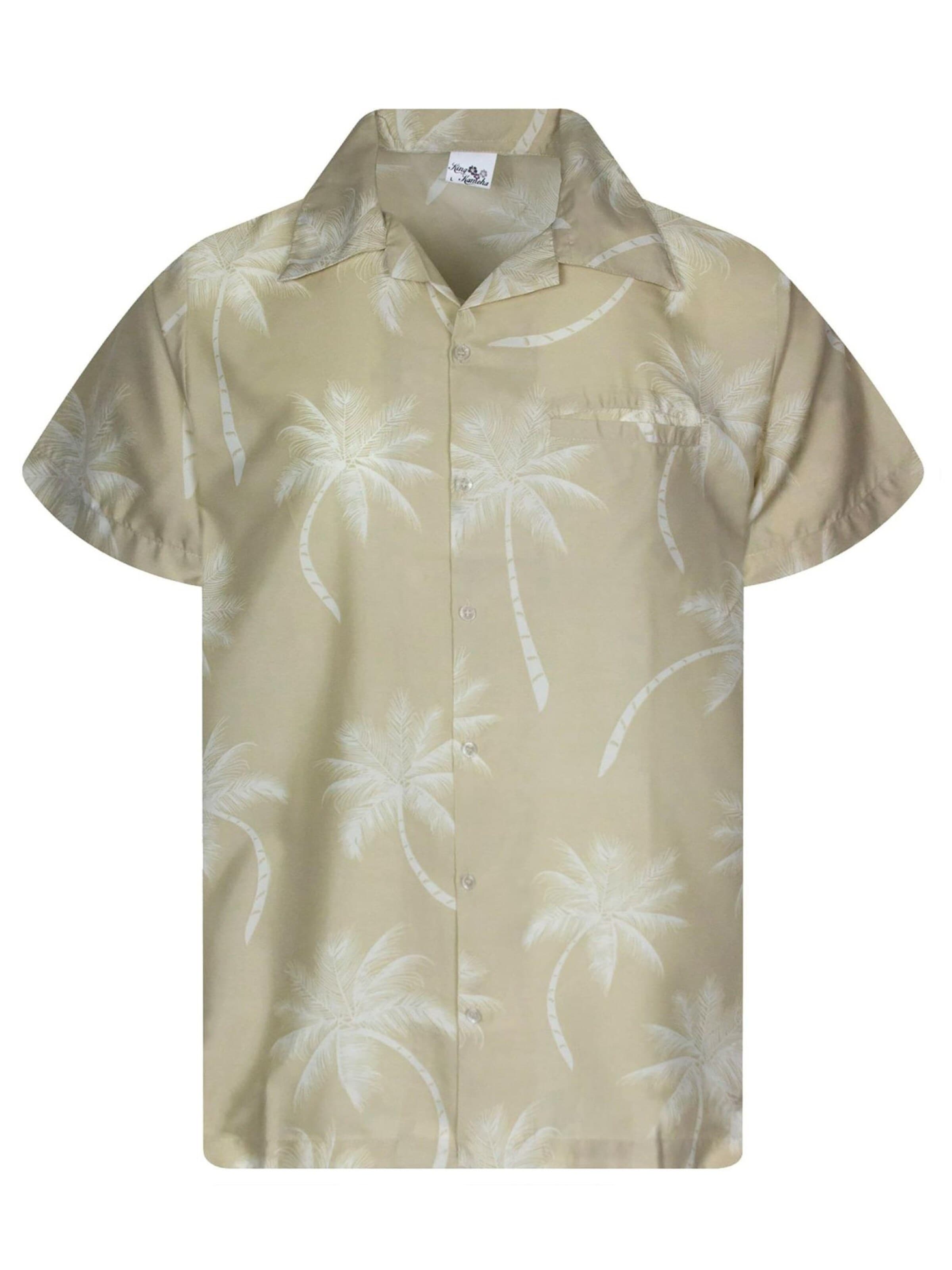 King Kameha Shirt 'Palmshadow' in Beige: voorkant