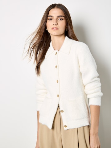 Apricot Knit Cardigan ' ' in White: front
