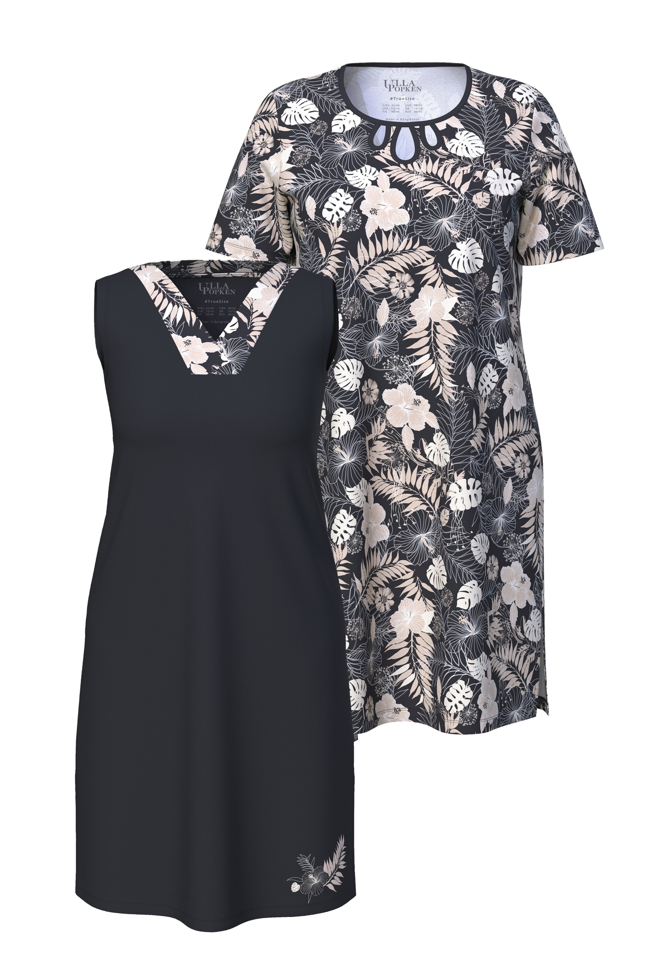 Ulla Popken Nachthemd in Zwart: voorkant