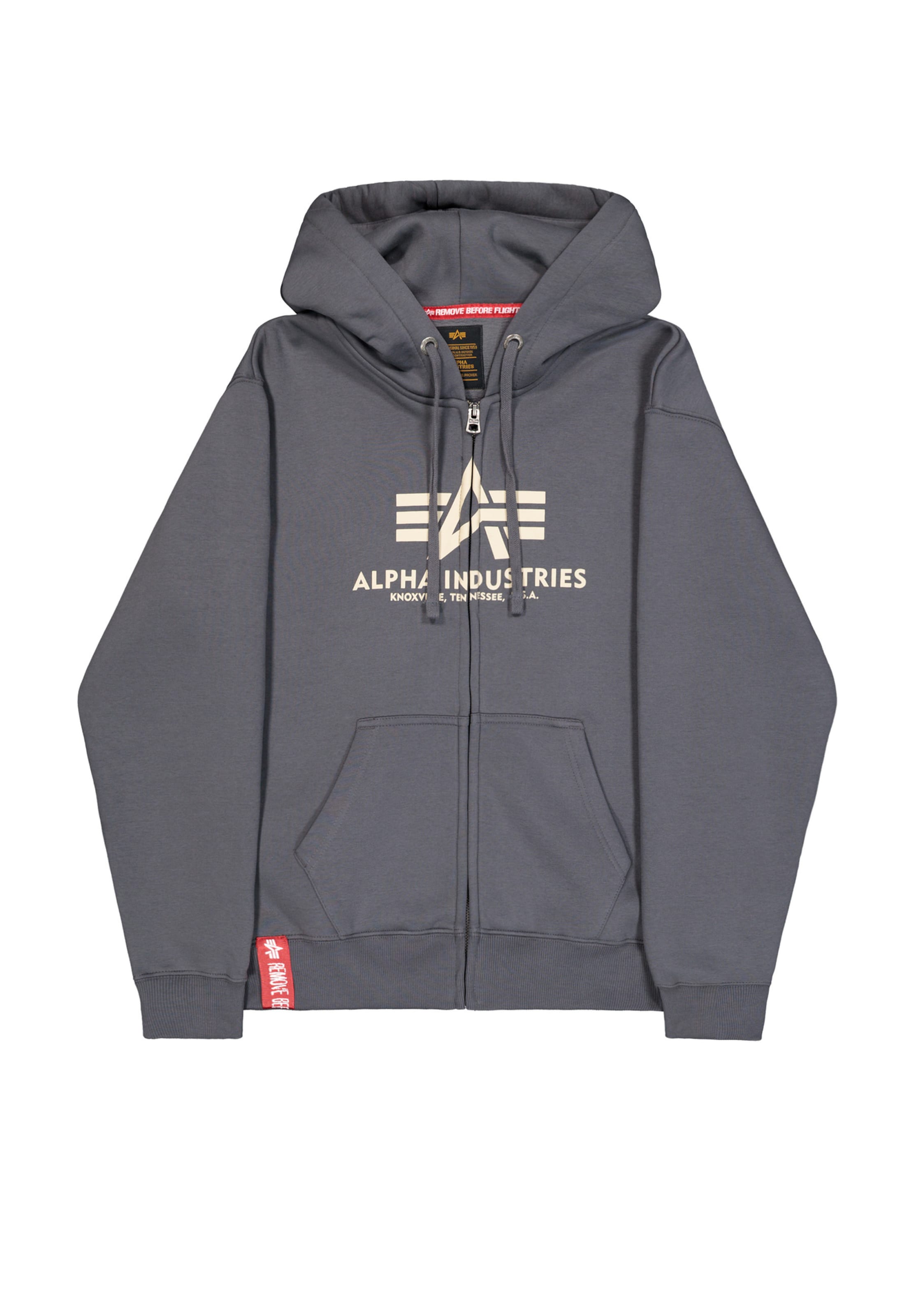 ALPHA INDUSTRIES Sweatjacke in Grau: Vorderseite